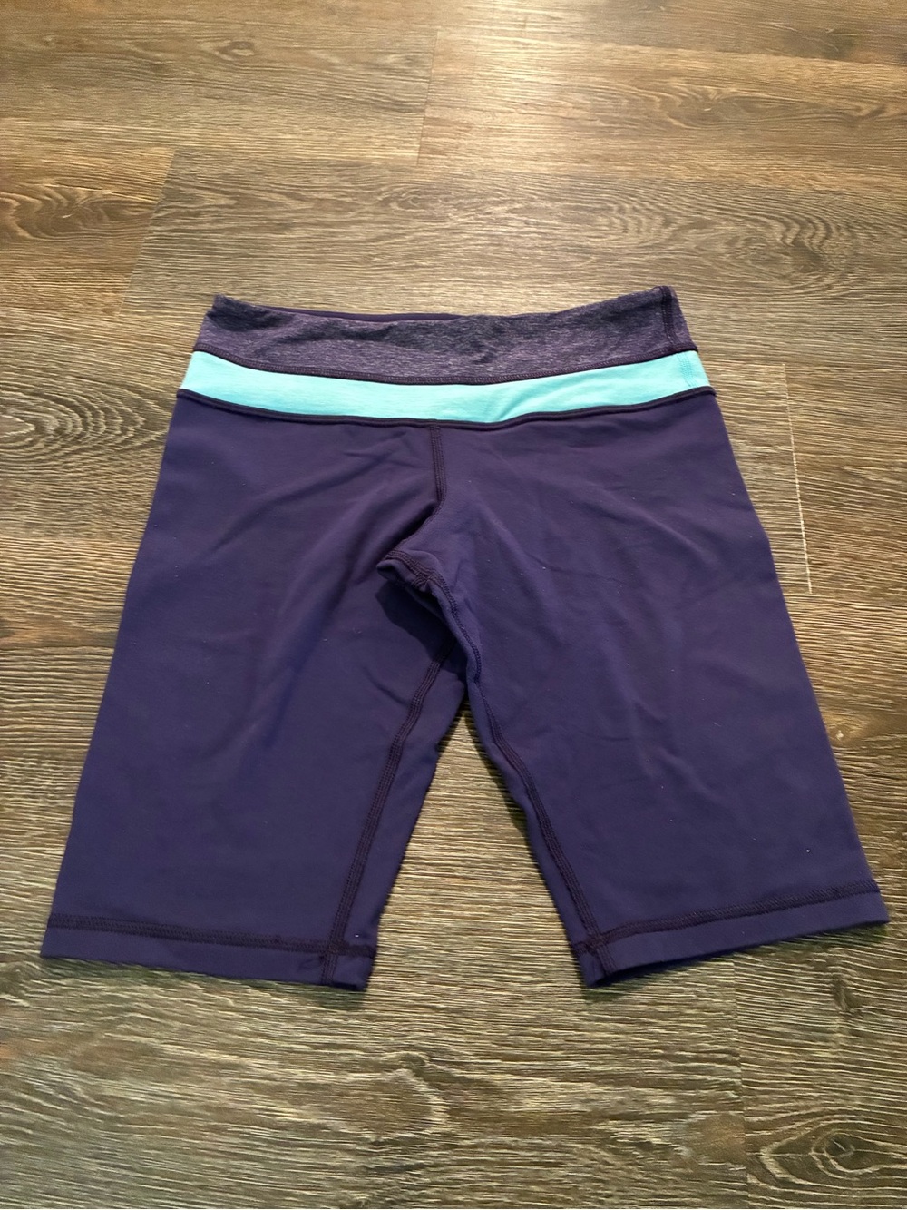 lululemon athletica Purple Athletic Bike Shorts with Teal Waistband